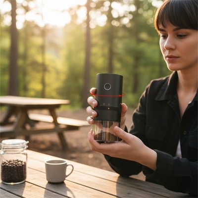 Moulin a cafe​ Precision Barista tenue en main par femme