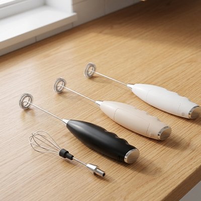Mousseur a lait electrique Écume trois couleurs sur comptoir