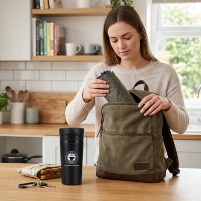 Mug isotherme Thermogarde femme met mug dans cas à dos