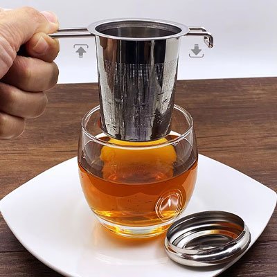 Passoire à thé Design Premium avec un verre