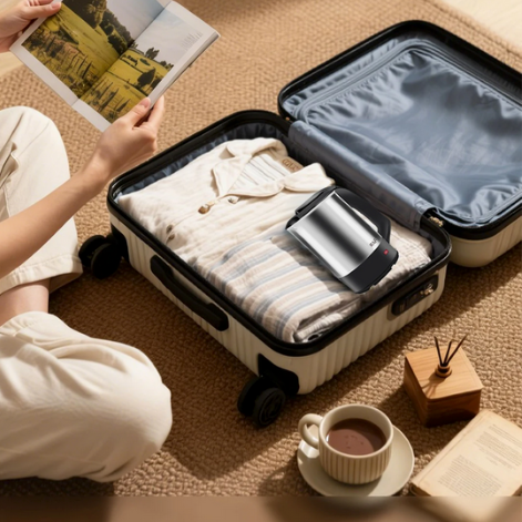 Petite bouilloire Voyage Compact dans une valise