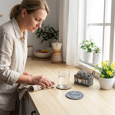 Sous verre Protection Vintage femme essuie le comptoir