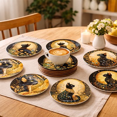 Sous verres Chats Nocturnes étalés sur la table