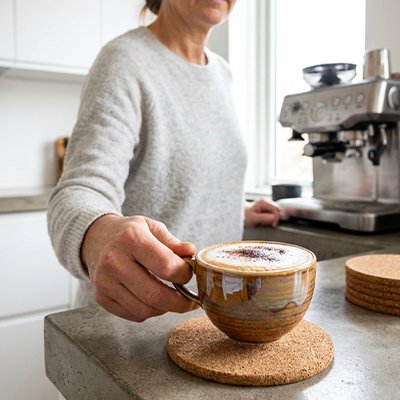 Sous verres Liège Antidérapant femme déposde café