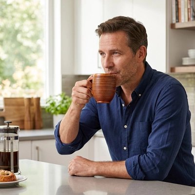 Tasse à café Élégante et Isolante homme déguste café