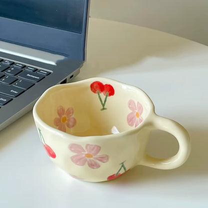 Tasse céramique Fleurie Élégante variante fleurs cerises