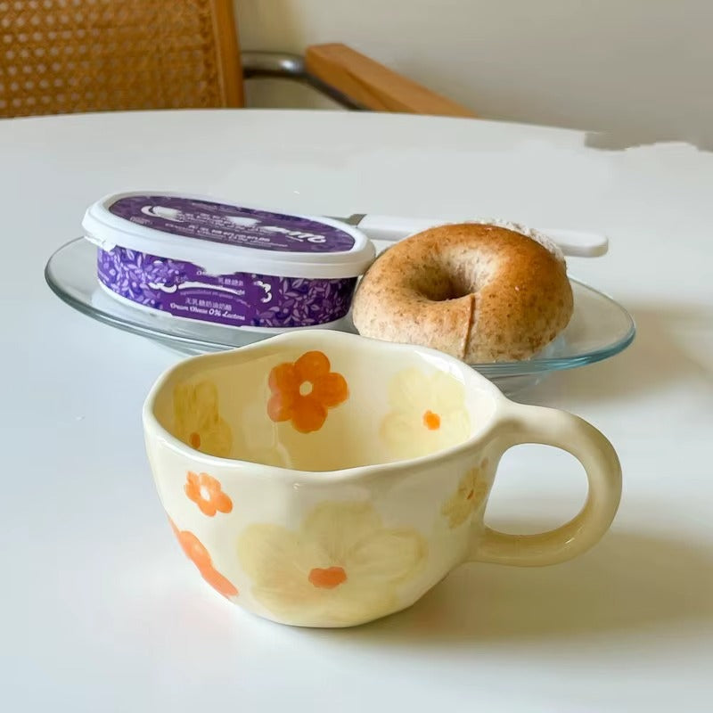 Tasse céramique Fleurie Élégante variante fleurs oranges