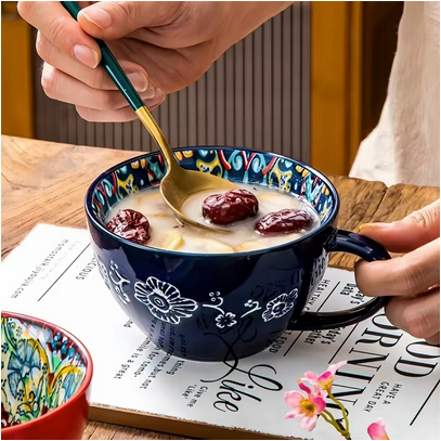 Tasse ceramique Bohème Artisanale remplis de céréale