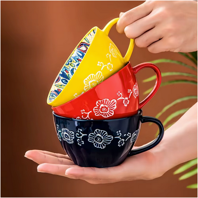 Tasse ceramique Bohème Artisanale superposées