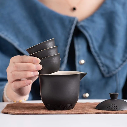 Thé Service TravelTeaSet noir superposés