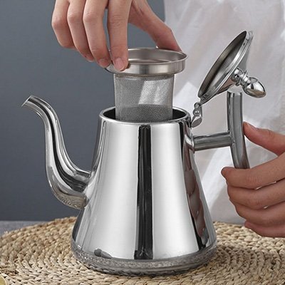 Théière ÉléganceArgent avec infuseur en place