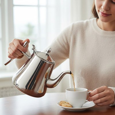 Théière ÉléganceArgent verse thé dans tasse