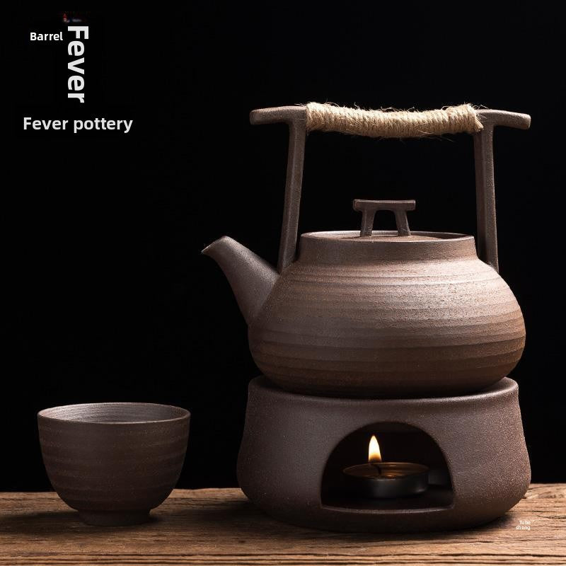 Théière en céramique Artisanal Japonaise avec réchaud et tasse