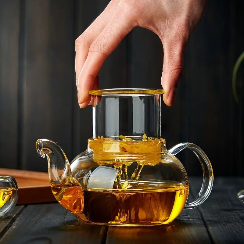 Théière en verre Borosilicate main soulève  infuseur