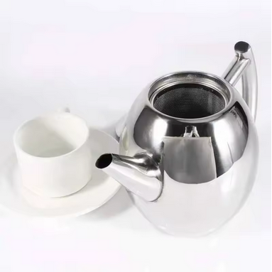 Théière Inox Durable avec tasse blanche