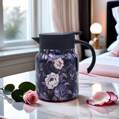 Theiere inox  Prestige Thermos sur table avec rose