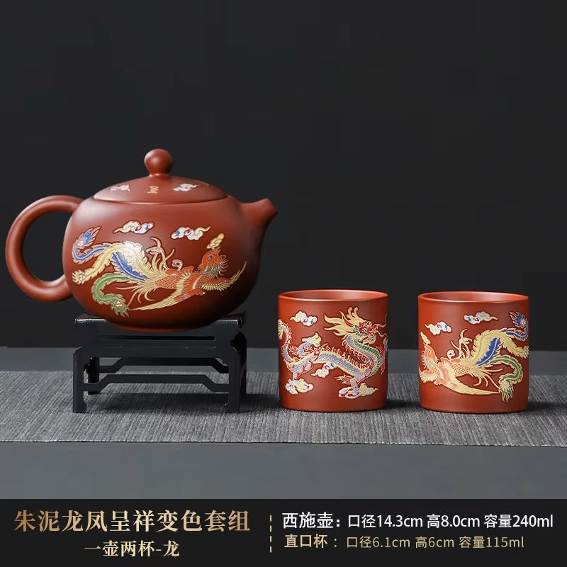 Théières chinoises Zisha Xishi variante rouge